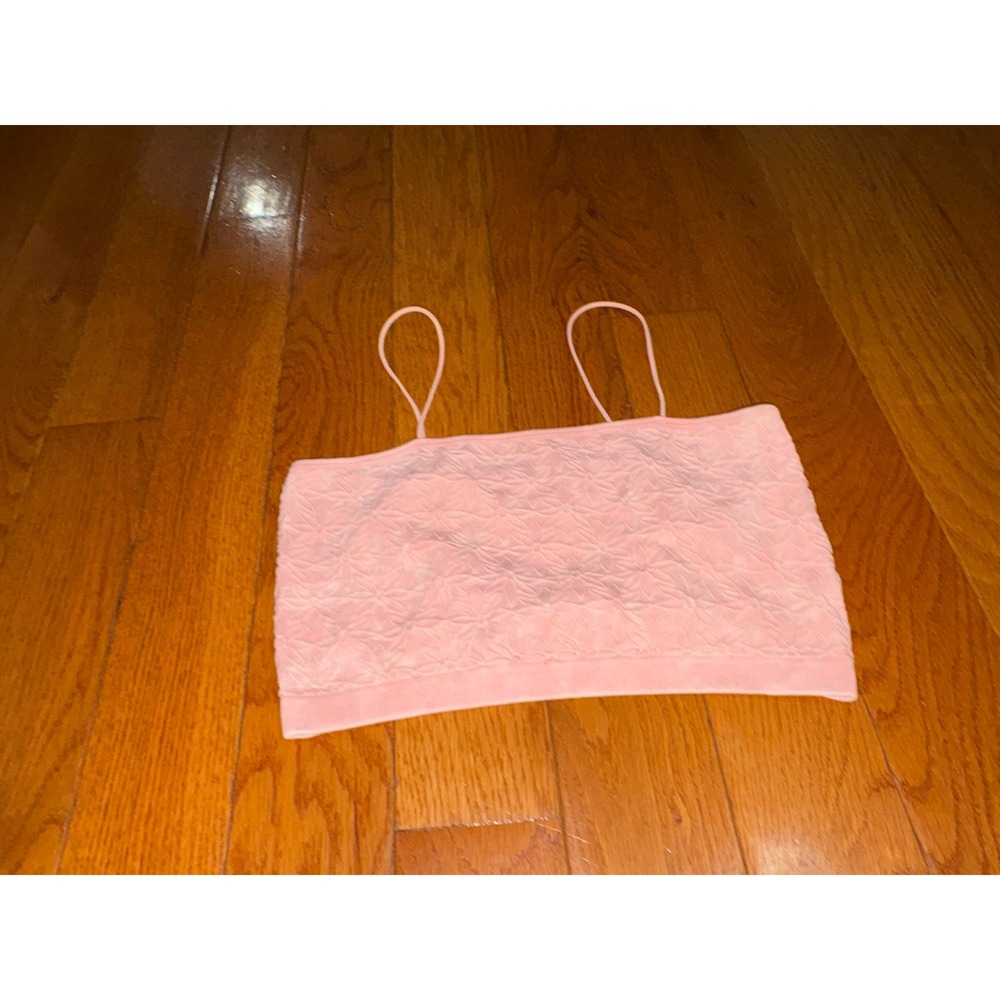 Aeropostale Seriously Soft Seamless Pink Floral Embossed Cami Crop Top Small